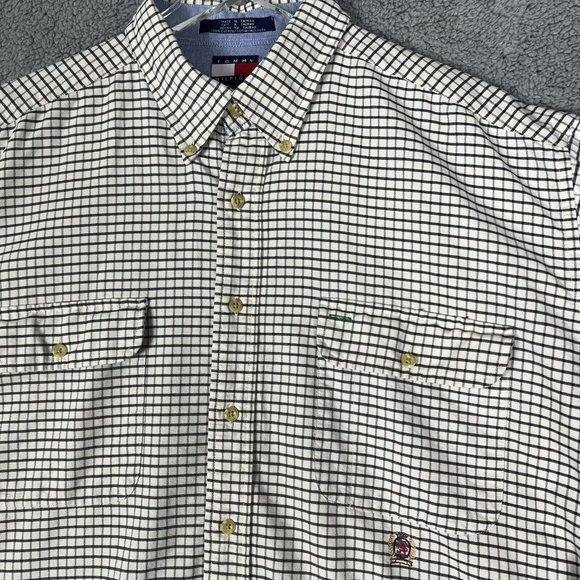 Tommy Hilfiger Mens X-Large Long Sleeve Shirt Blue Plaid Gingham Button Down XL - Picture 3 of 8